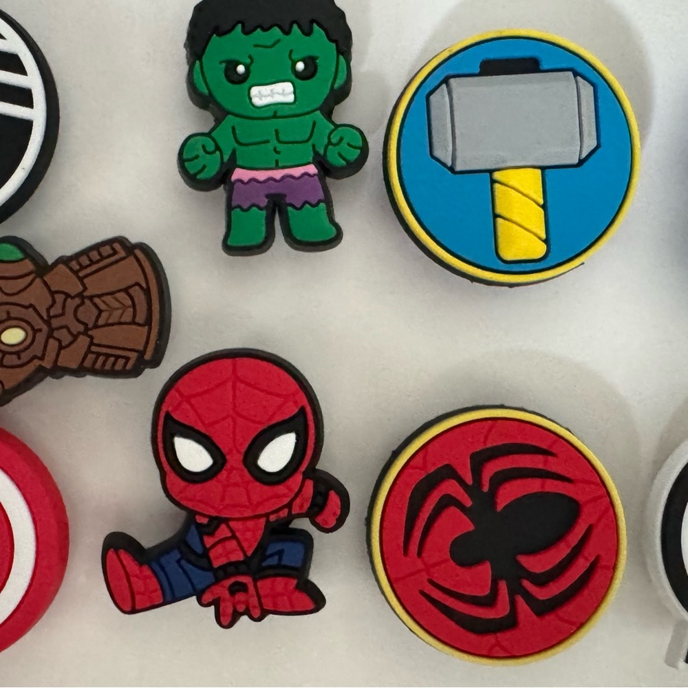 Marvel Superhero Shoe Charms - Red, Green, Blue